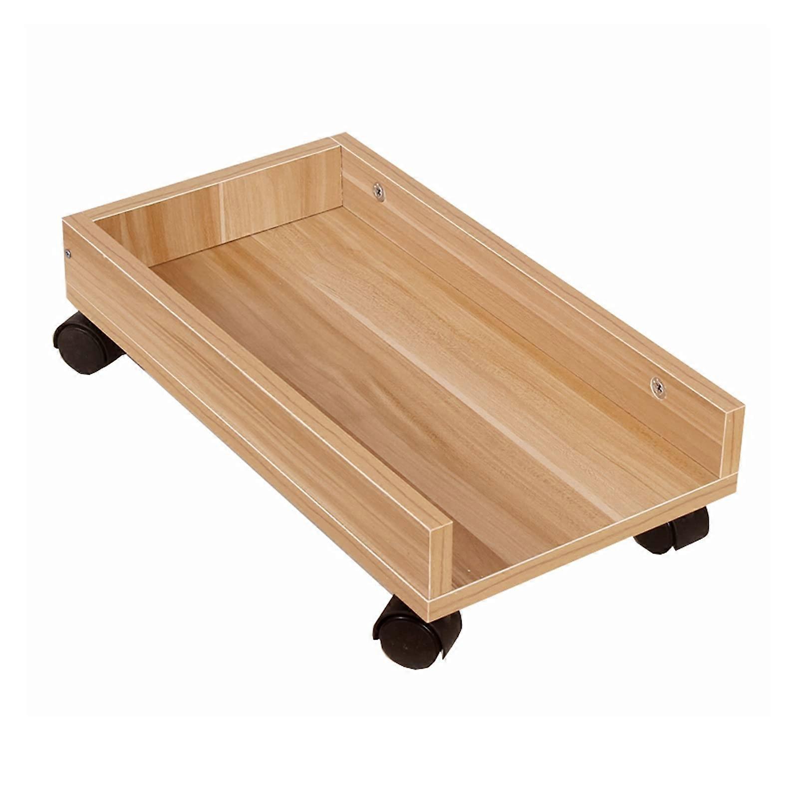 CPU Stand with Wheels, Adjustable Computer Tower Stand Cart, Walnut PC Holder for Under Desk Use
