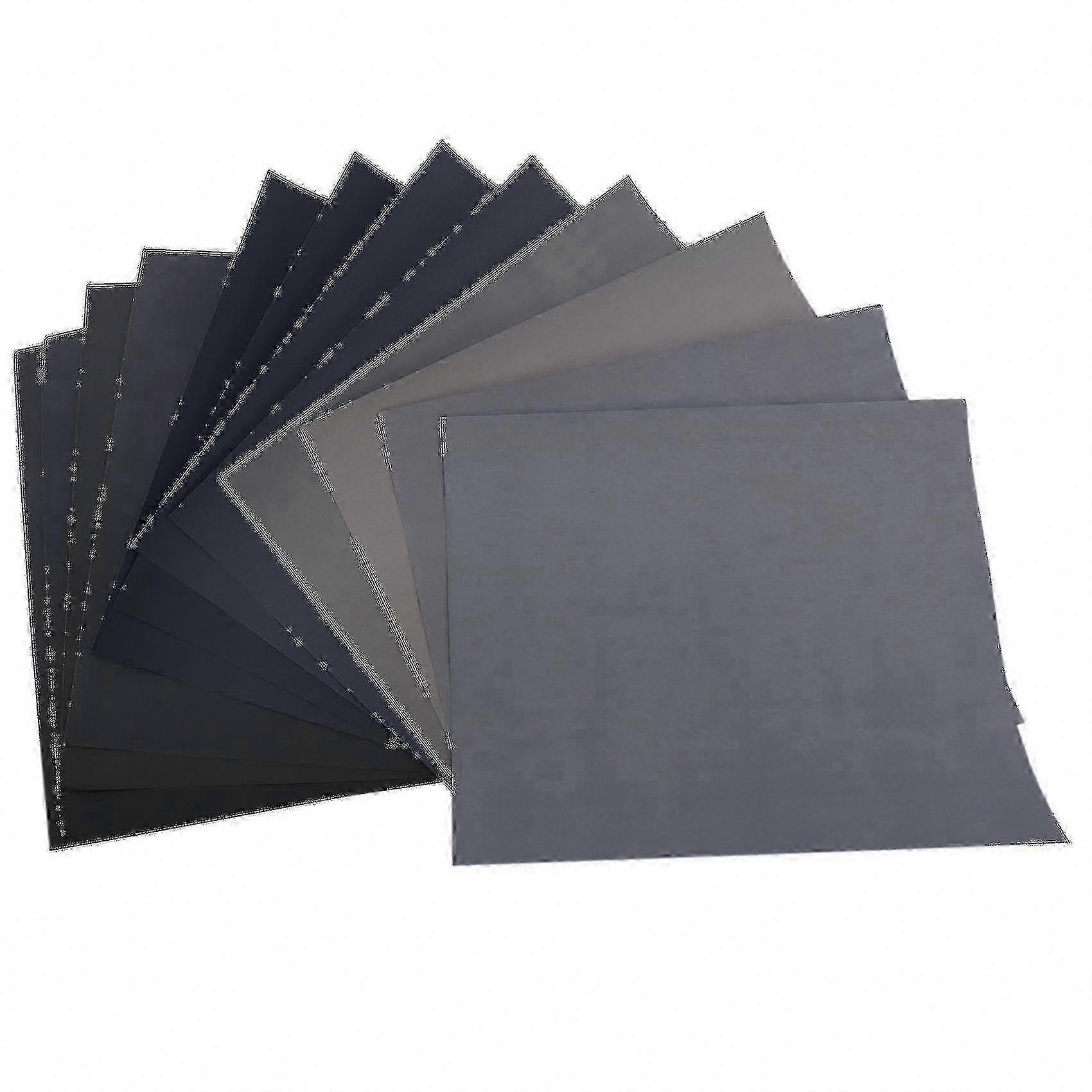 Assorted Grit Sandpaper Sheets - 12 Pack