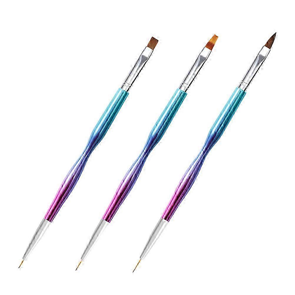 Nail Art Brush Set 3Pcs Double-Ended