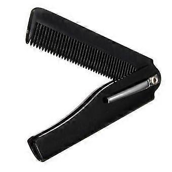 Peine plegable portátil de viaje con dientes finos, de plástico negro, con forma de cuchillo, cepillo para el cabello y peine para la barba.