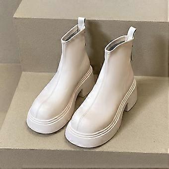 Stivaletti da donna con plateau e tacco alto, scarpe di marca in pelle di alta qualità, tendenza inverno 2024, scarpe da ufficio robuste ed eleganti, Botas Mujer