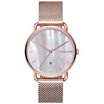 Meller denka roos perle japonaise Quartz Analog Women's Watch avec Bracelet en acier inoxydable plaqué or W3R-2ROSE