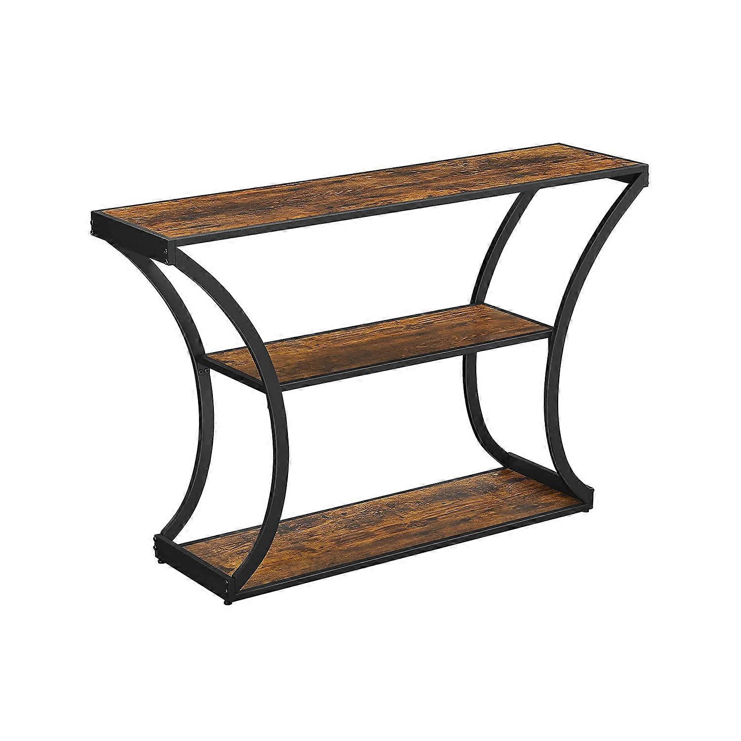 Console Table with Curved Frames and 2 Open Shelves 11.8"