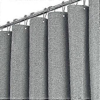Extra långt duschdraperi 180 x 240 cm, Stort duschdraperi i linne med texturerat tyg med 12 plastkrokar, Stort duschdraperi av klassiskt polyestertyg