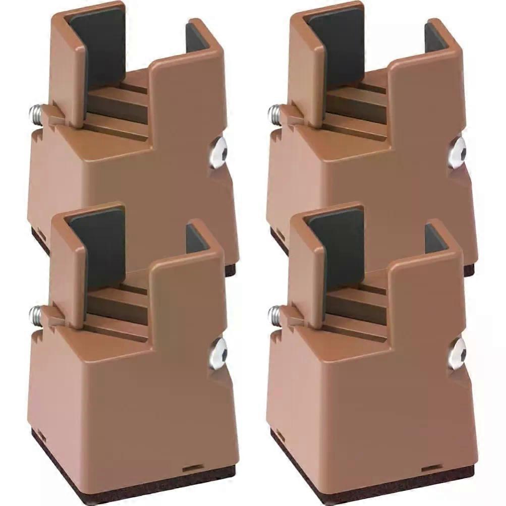 Adjustable Bed Riser Blocks for Table Legs, 4pcs Steel ABS