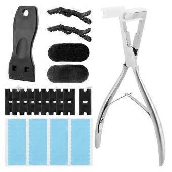 Tool Tape in Pliers Tape in Extension Kit, with Sealing Clamp Plier Hair Extensions Tape Remover Scraper Tool Hair Clips