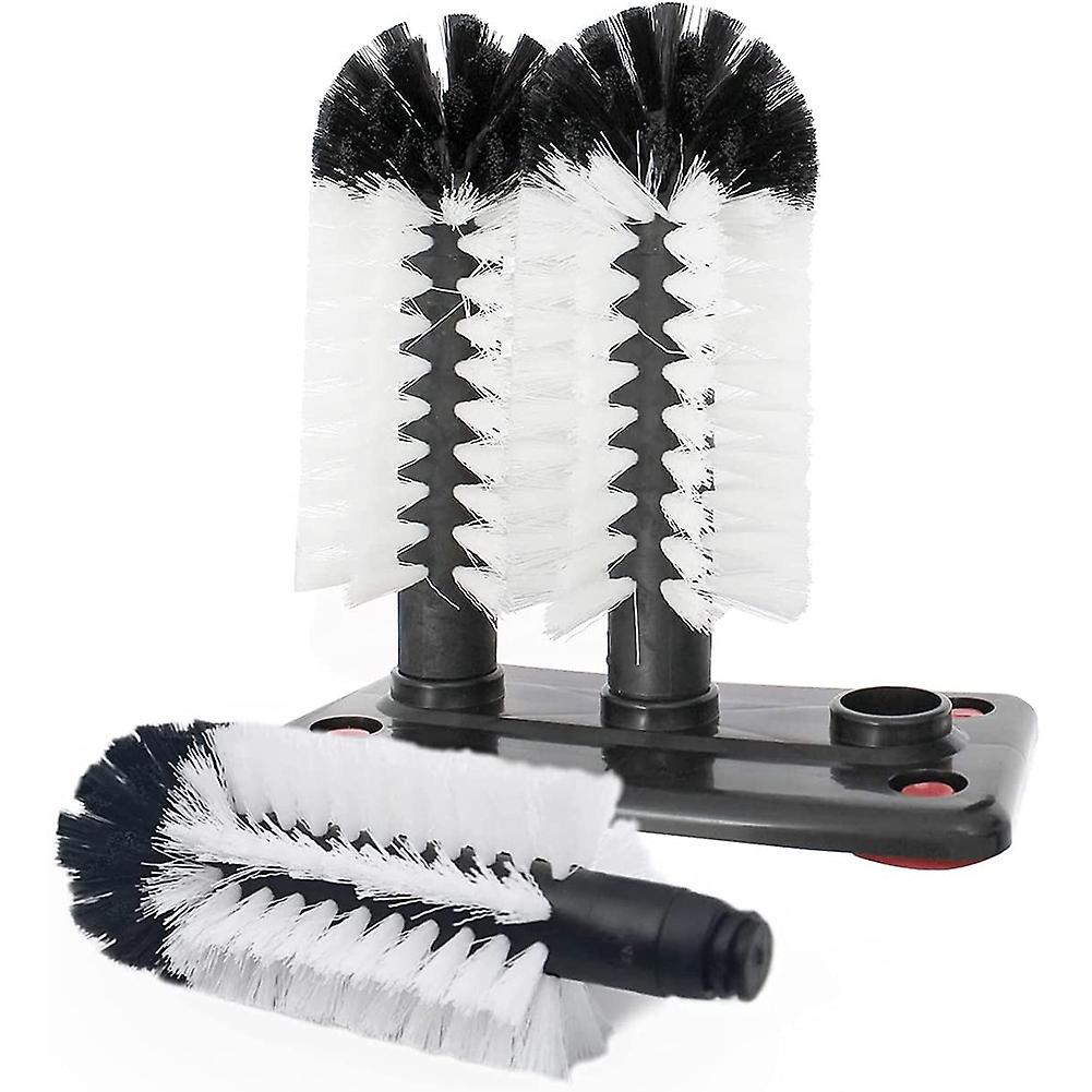 Water Bottle Cleaning Brush Glass Cup Washer with Suction Base 3 Head Bristle Brush for Beer Cup, L