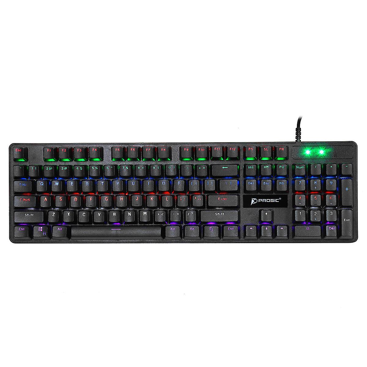 Wired Mechanical Keyboard Blue Switch 104-key Suspended Keycaps Rgb Backlit Mechanical Gaming Keyboard