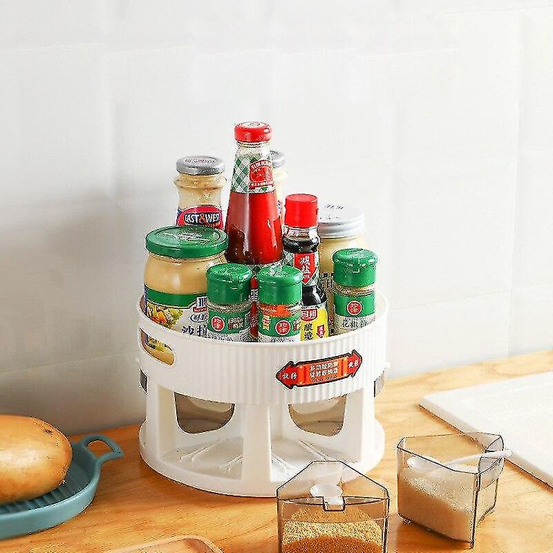 Rotatable Spice Grid Seasoning Box Rack Kitchenware Double Layer Corner Storage Holders