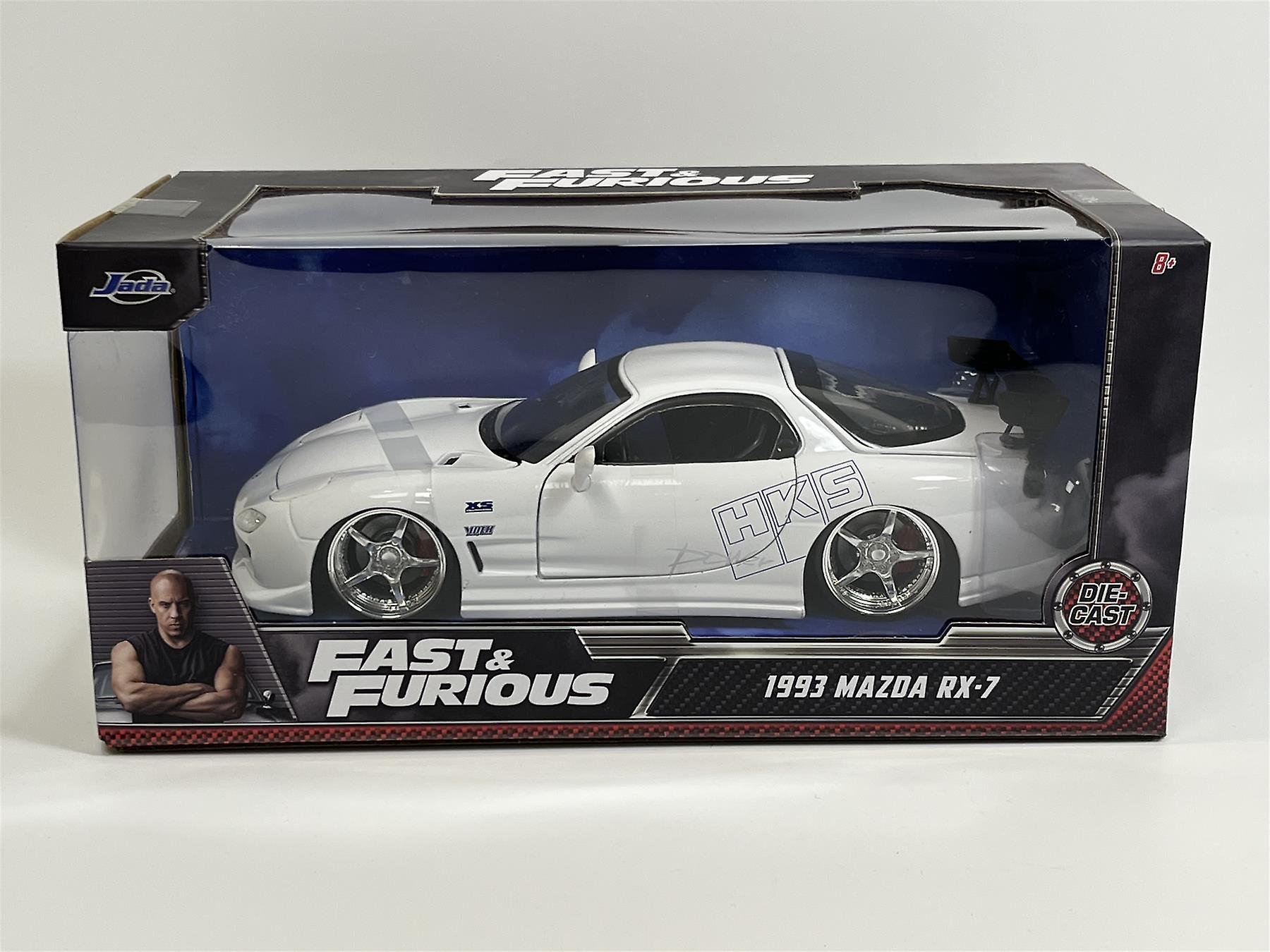 Fast and Furious 1993 Mazda RX-7 White HKS Power 1:24 Scale Jada 32607