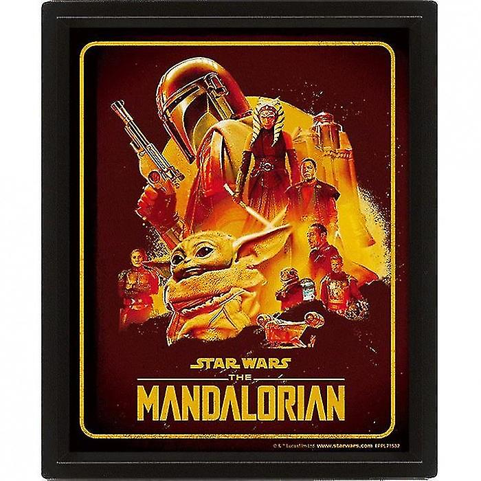 Star Wars: The Mandalorian Montage 3D inramad affisch