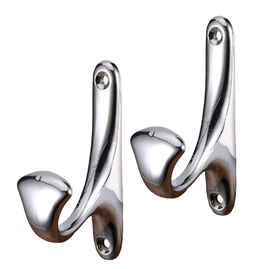 2pcs single coat hat hook wall mounted hook wardrobe hook holder Silver