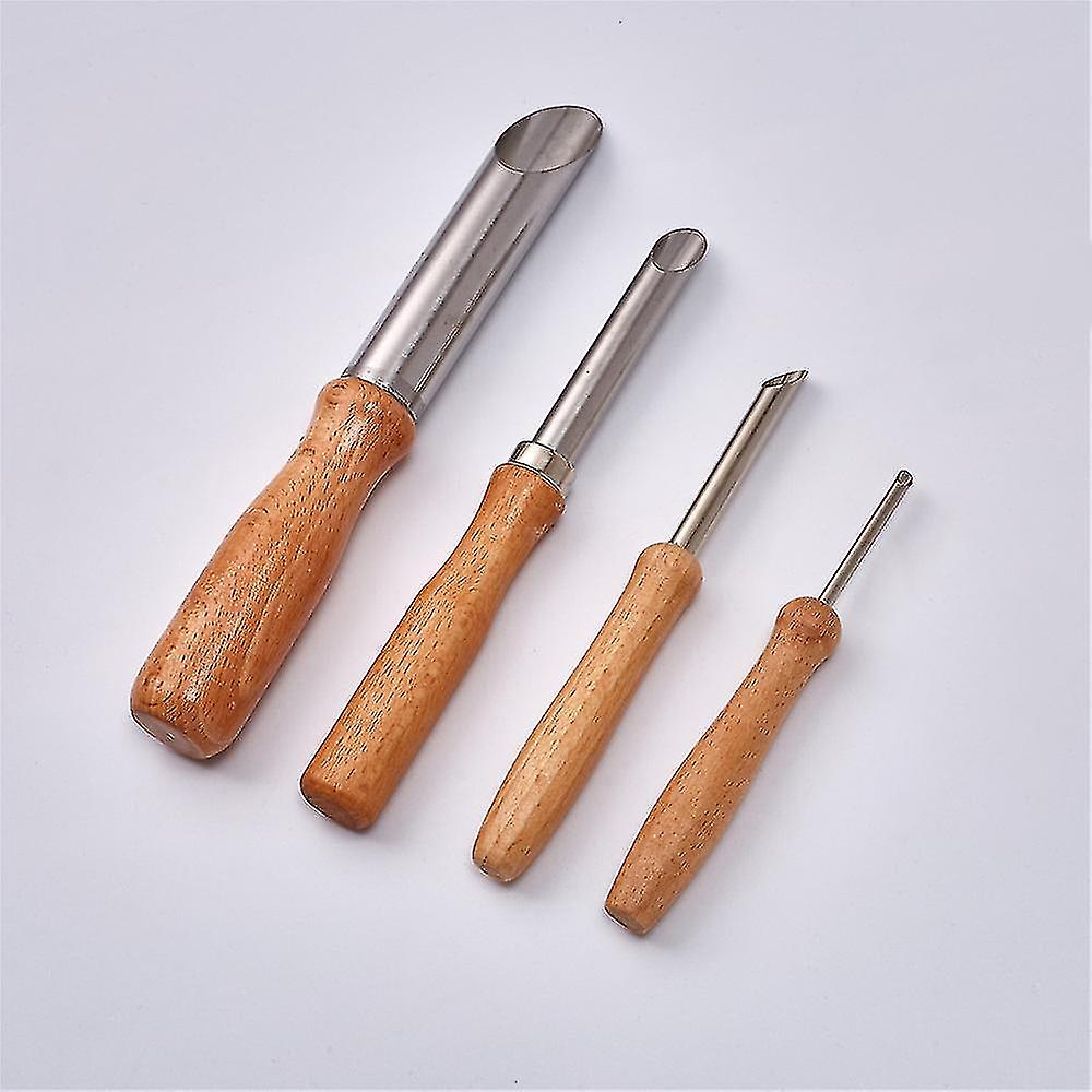 4-Piece Wood Handle Stainless Steel Semicircular Clay Hole Cutters - Pottery & Sculpture Tools - View #12