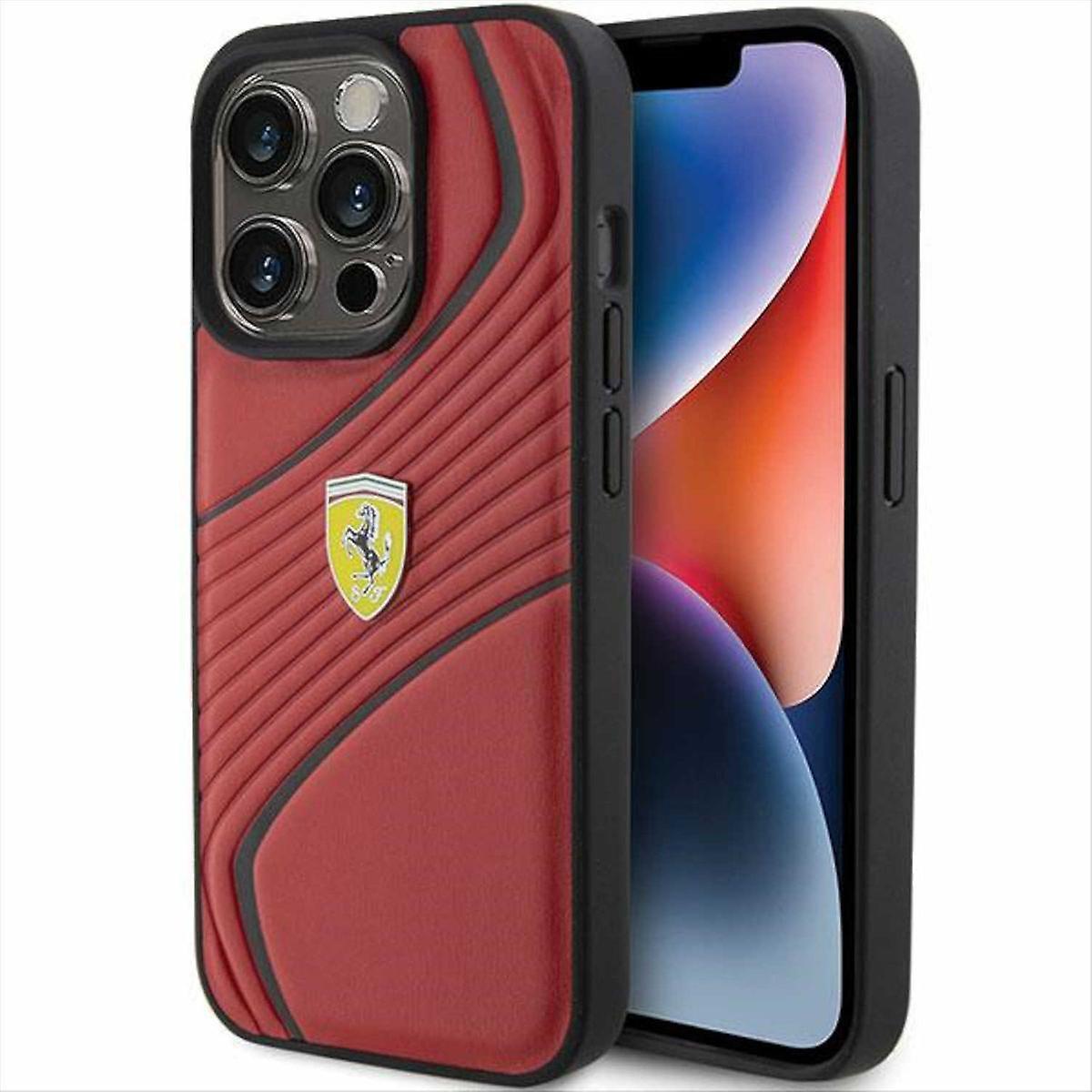 Ferrari純正Apple iPhone 15 Proケース ツイストメタル ロゴ レッド
