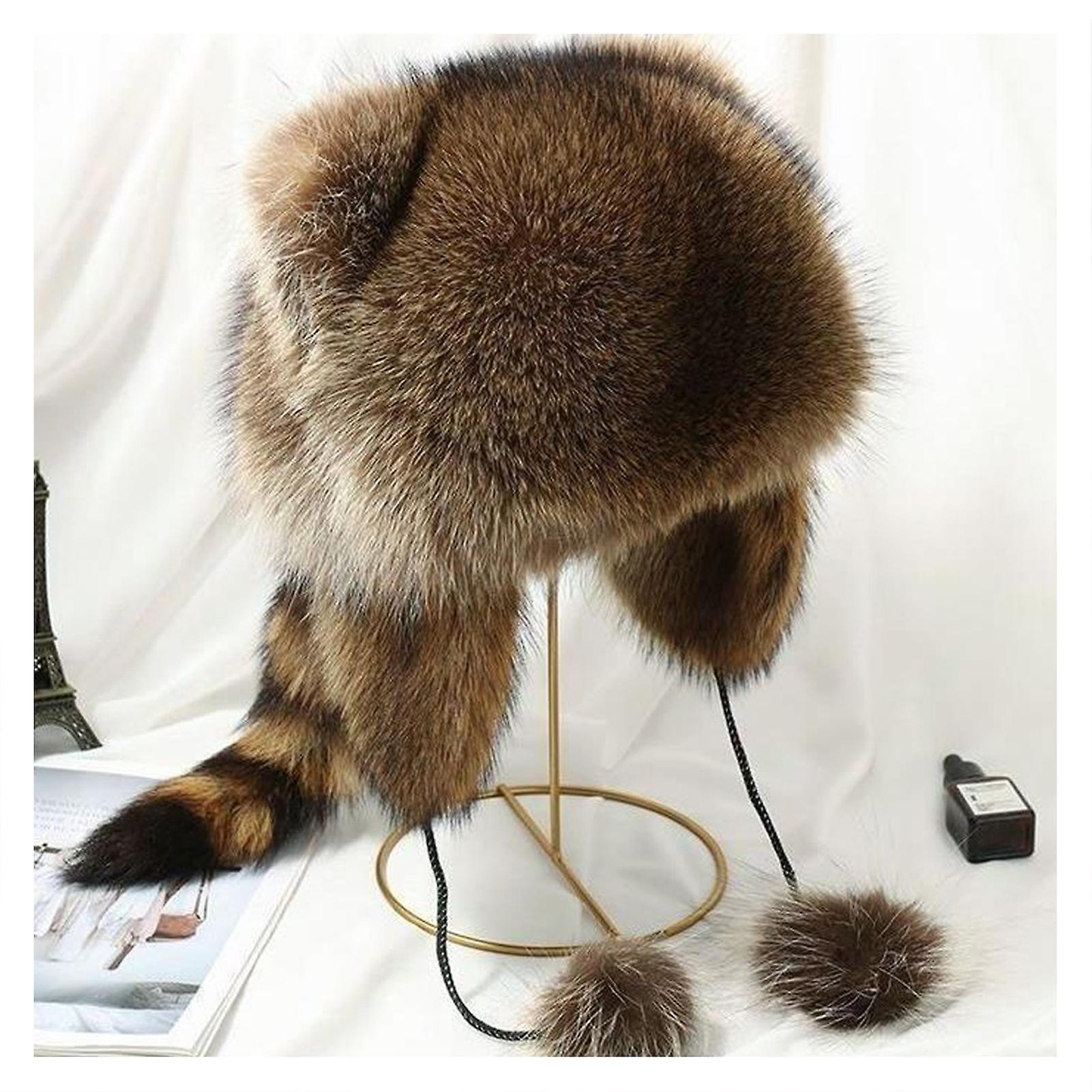 Little Raccoon Ear Protection Plush Hat Comfy Thickened Cold-proof Beanie for Winter Autumn