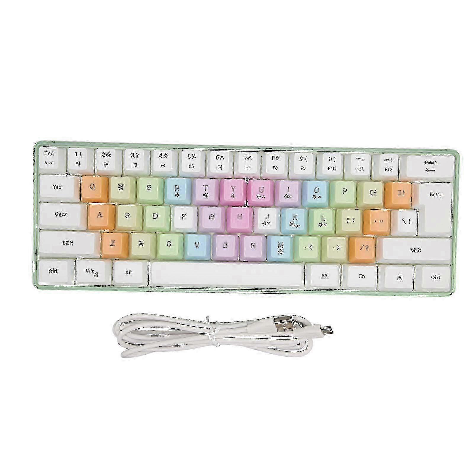 61 Keys Mechanical Keyboard RGB Backlight Colorful Keycaps Mini Wired Mechanical Keyboard for Gaming Office Work