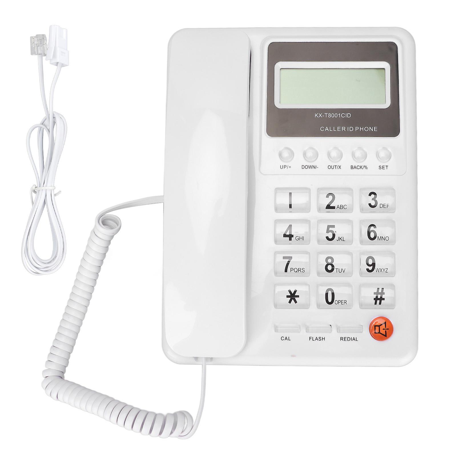 KXT8001CID Corded Phone Classical FSK DTMF Dual System Office Landline Telephone with Caller ID Display for Home Hotel(White )