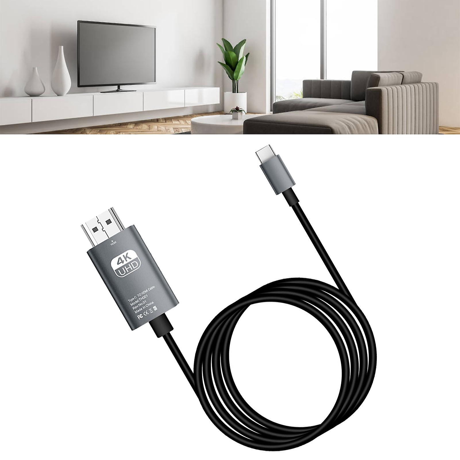 Type C to HD Multimedia Interface Cable Support 4K 16Gbps Type C to HD Cable DP Alternate Mode for TV Monitor Black 