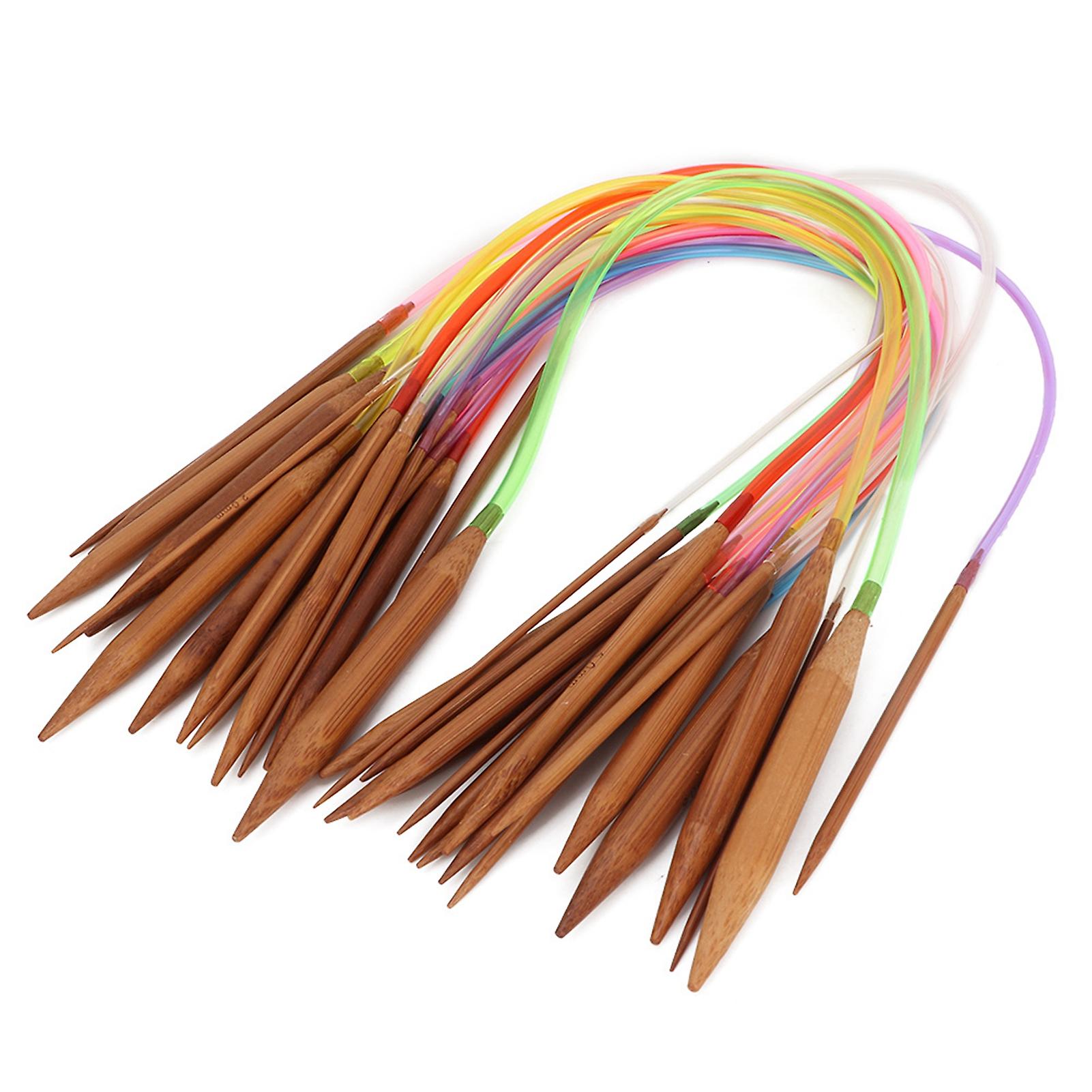 Carbonized Double Ring Bamboo Knitting Needles in Multicolor Plastic (40cm/15.7in)
