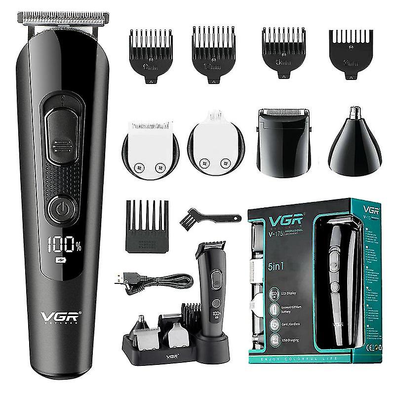 Vgr 5in1 Grooming Kit Professional Hair Trimmer For Men Beard Clipper Electric Facial Body Grooming For Nose Ear Eyebrow