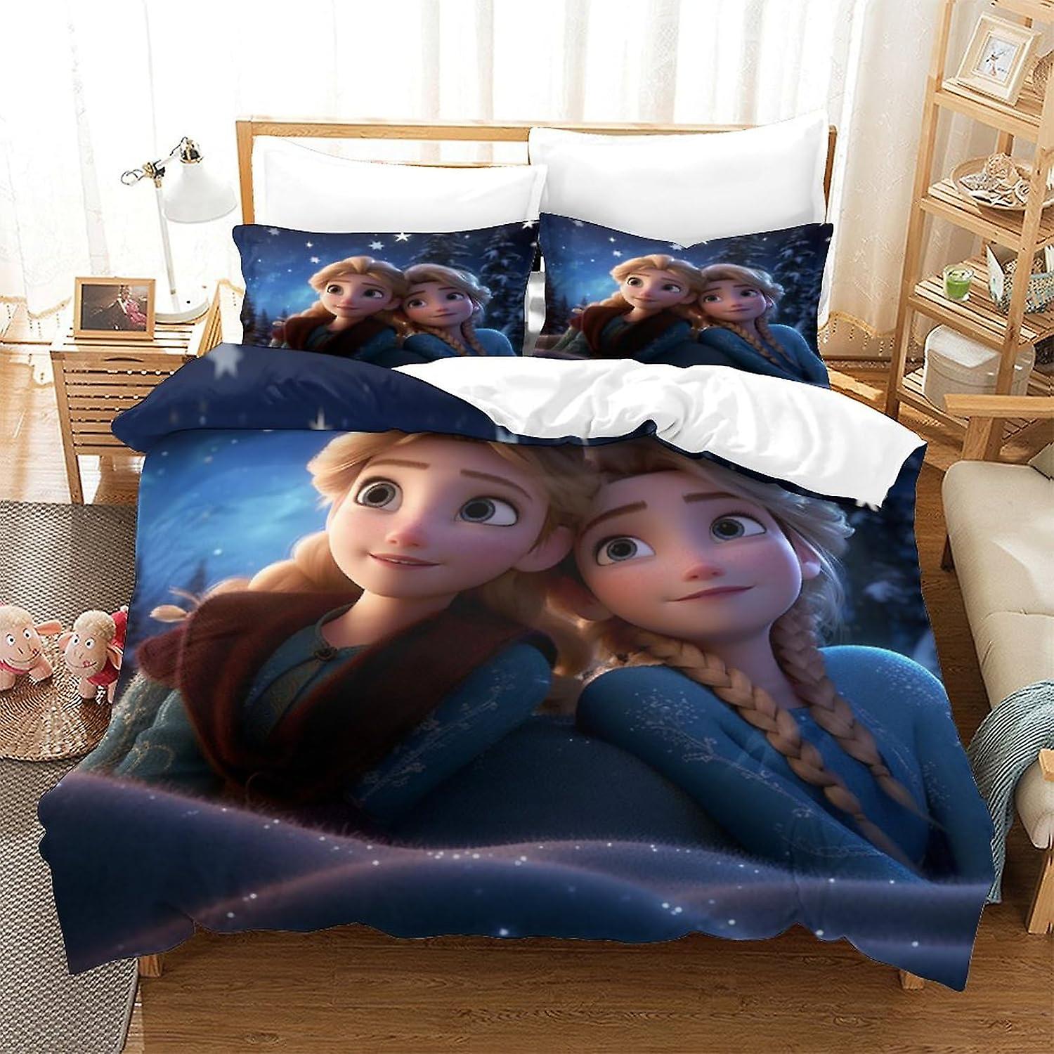 HOUKIG Frozen Quilt Cover Boys Girls Game Bedding Sets,Christmas Winter Quilt Cover 3 Piece Bedroom Set with 2 Pillow Cases for Teenagers And Adults,