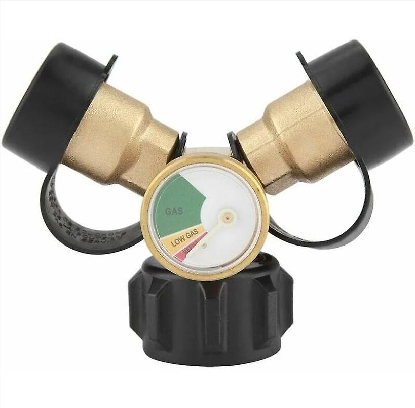 Propane Adapter, Brass Y Fitting Tee Adapter with Gauge