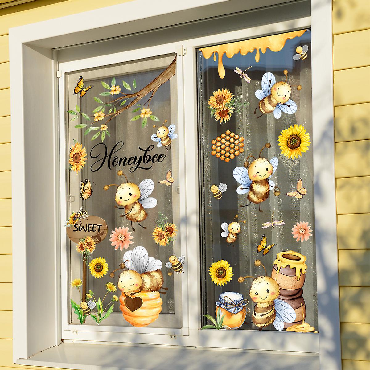 20*30cm*3pcs Bee butterfly sunflower window stickers