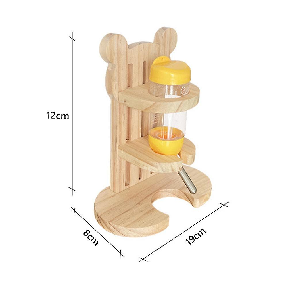 Wooden Hamster Water Bottle with Stand Adjustable Hamster Water Dispenser Stand Guinea Pig Nipple Drinker with Base