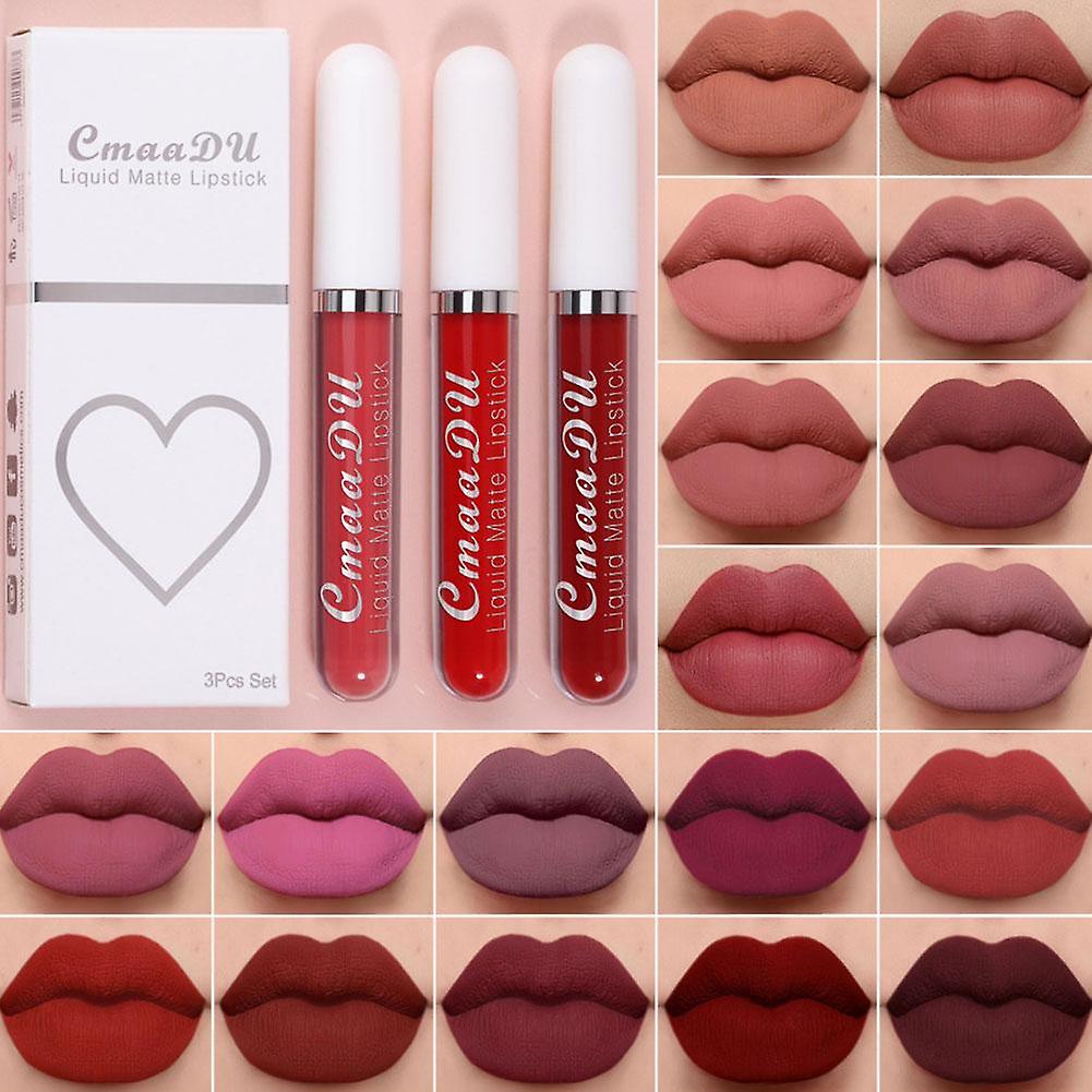 3PCS/Pack Matte Long Lasting Waterproof Lip Gloss Non Stick Cup