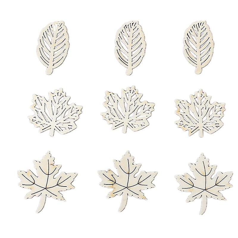 60pcs Leaves Wooden Slices