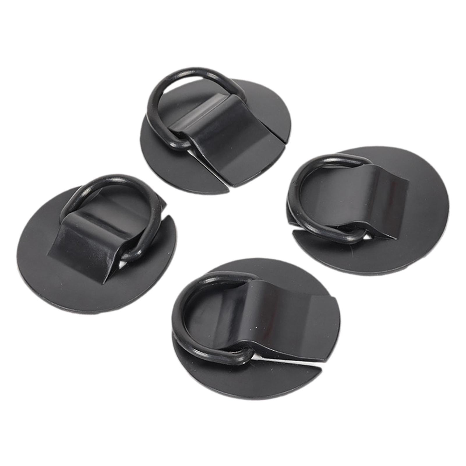 4x D Ringe Patch PVC Deck Zubehör Schnur Schnallen für Boot Beiboot Surfbrett schwarz