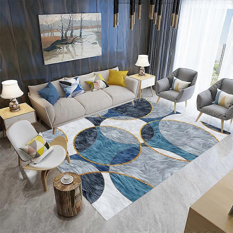 リビングルーム用のブルーアークスタイルエリアラグ耐摩耗性モダンカーペット