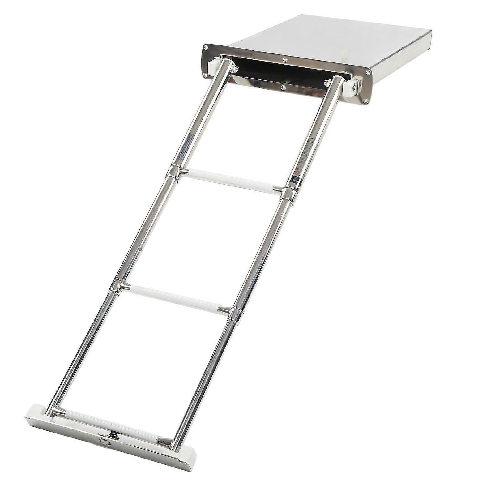 Boat Foldable 3 Steps Ladder Adjustable 316 Stainless Steel Telescopic Hidden Box Stern Mount Ladder E2U111