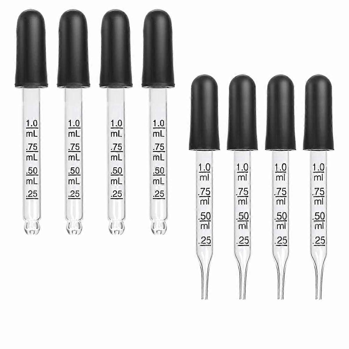 8pcs 1ml conta-gotas, conta-gotas de vidro com medidas pipetas conta-gotas com pipeta de borracha para medicina