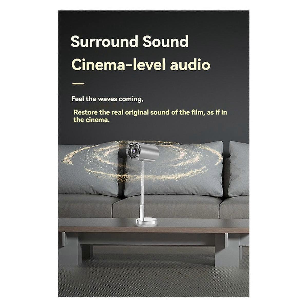 720pVideoProjectorWiFiBluetoothSupports4K 3DSurroundSoundPortableOutdoorOfficeHomeTheaterEUPLUG