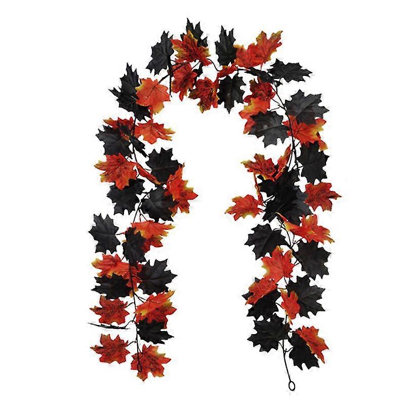 Jianghuo 1/2pcs ליל כל הקדושים זר מלאכותי תלוי שחור עלה מייפל עלי סתיו זר ראטן ליל כל הקדושים אימה מסיבת נושא עיצוב הבית