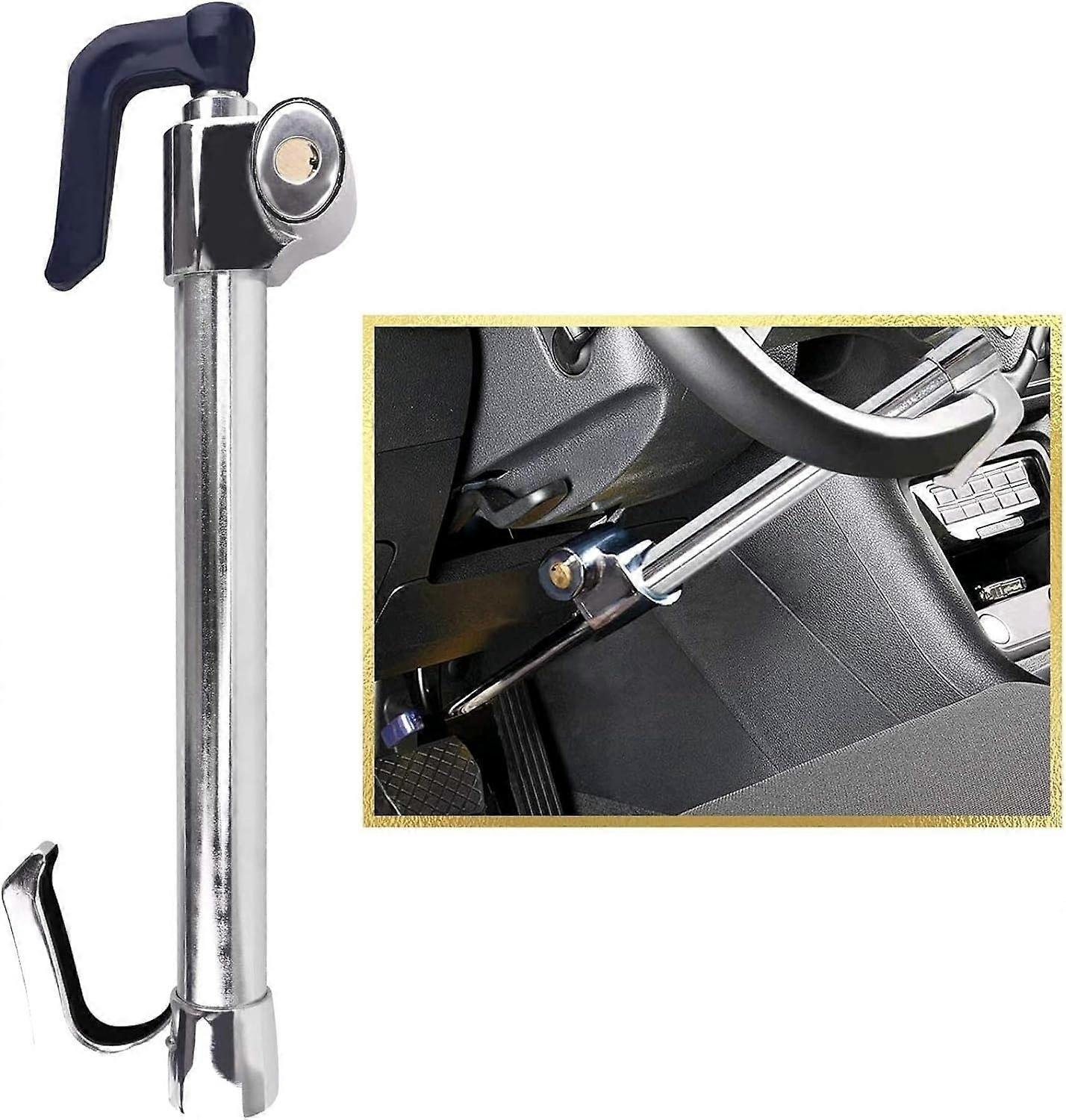 Universal Steering Wheel Brake Lock Anti-Theft Retractable Double Hook Car Clutch Pedal Lock for Car