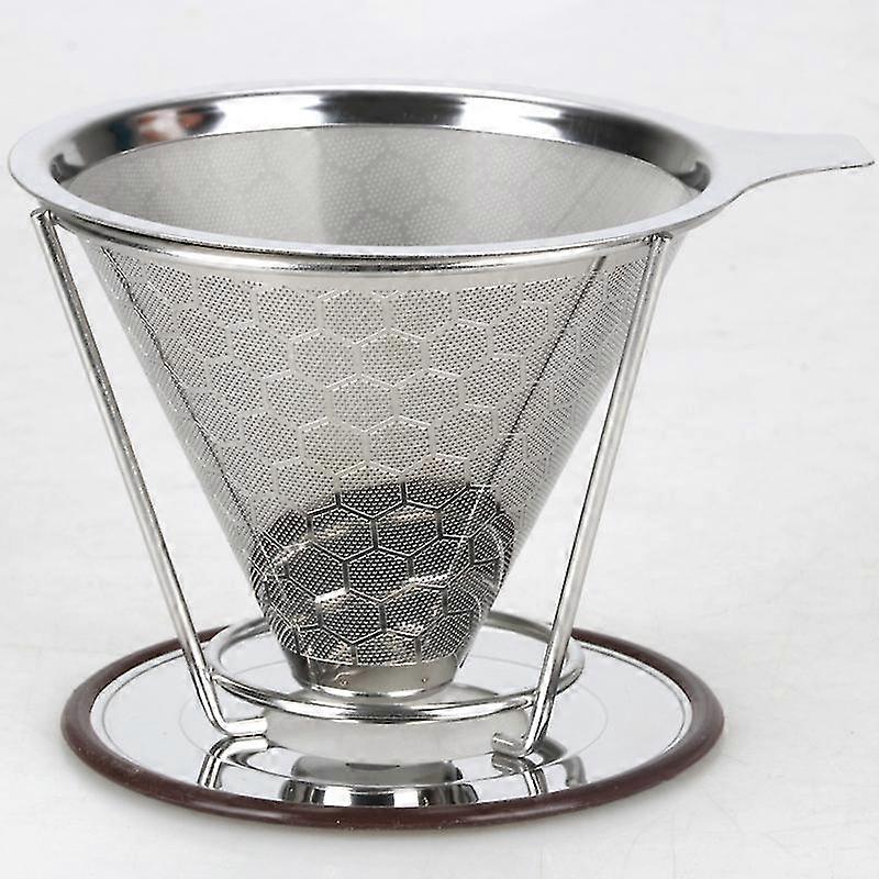 Pour-over Coffee Maker Stainless Steel Coffee Filter Conical Silver