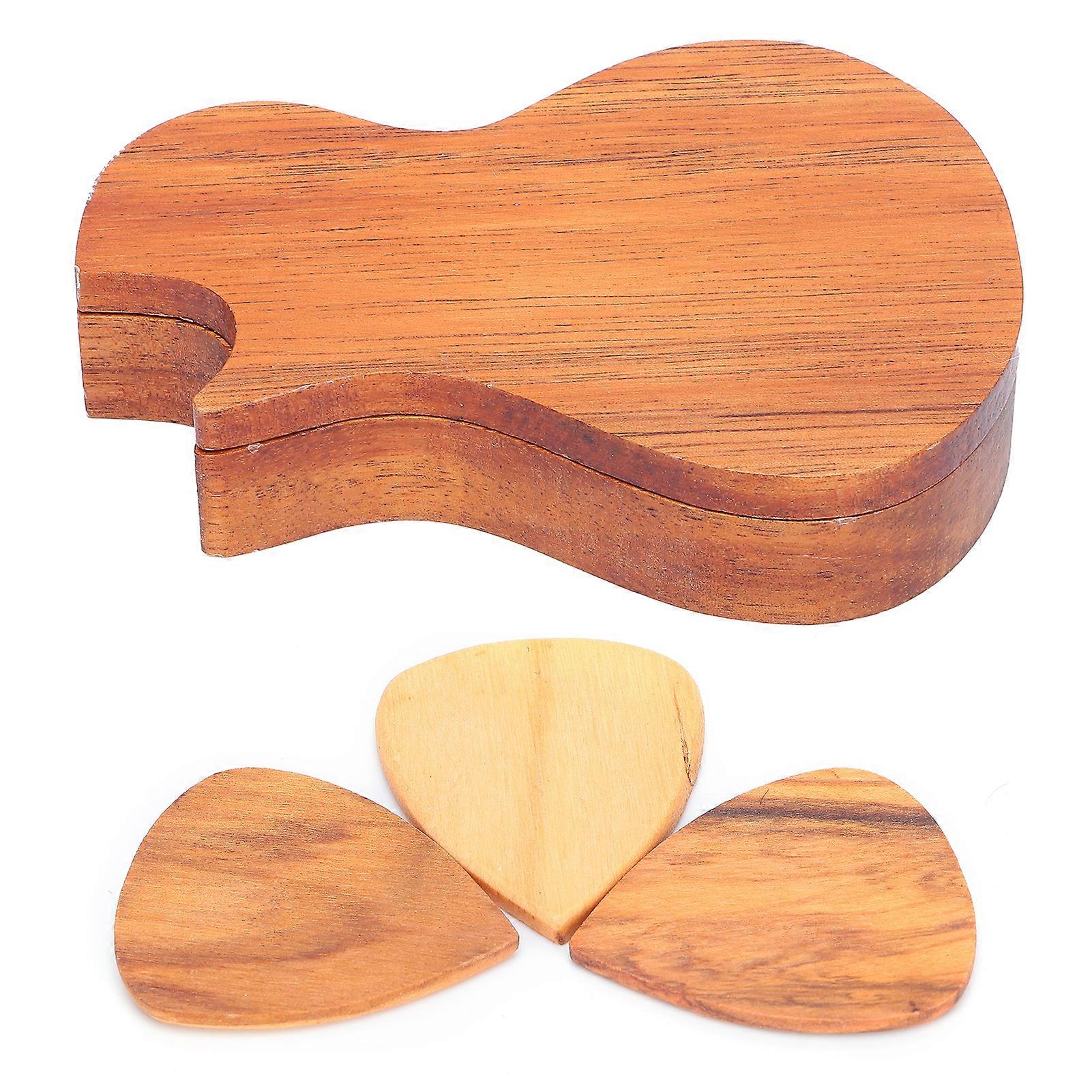 3st Gitarr Plockar Trä Gitarr Plektrum med Gitarr Plektrumhållare Gitarr Bas Tillbehör