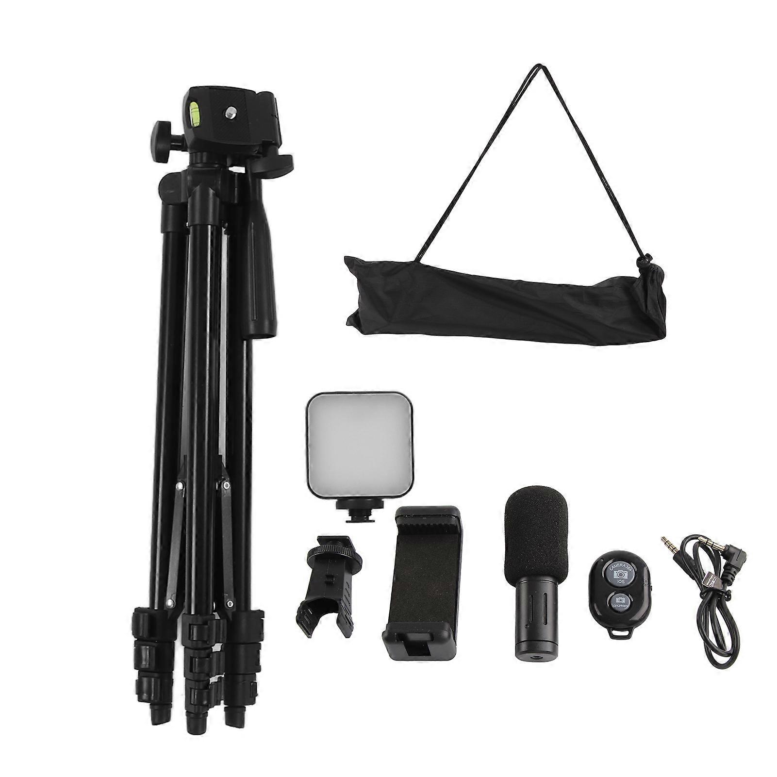 Video Recording Equipment with Tripod Mic LED Fill Light 360 Rotating Smartphone Vlogging Kit