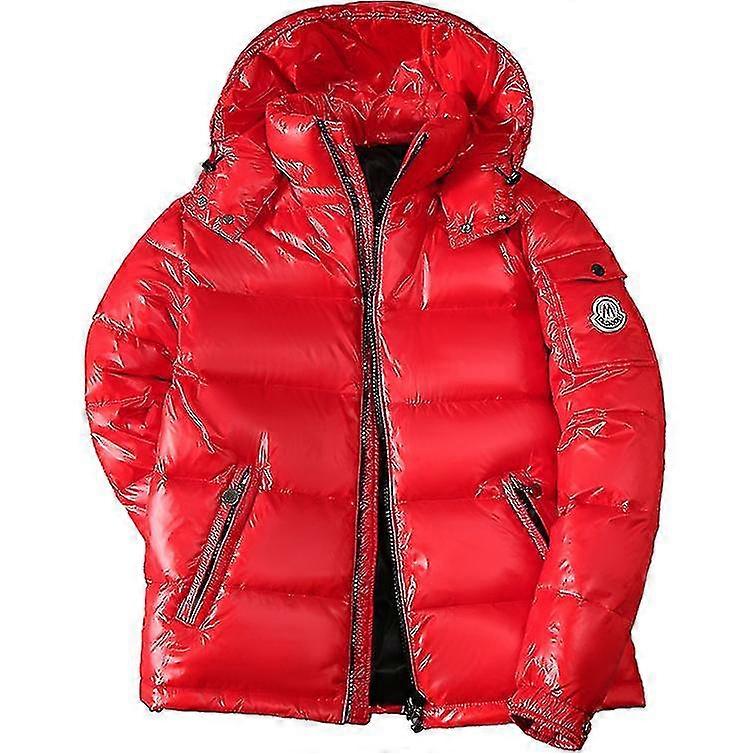 Men Shiny Down Jacket Men's Winter Jacket Stand Collar Down Jacket With Hood