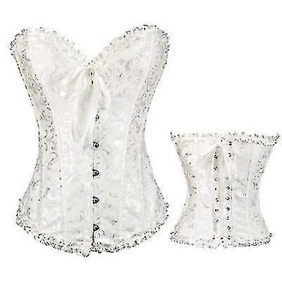 Veeki Womens Waist Cincher Lace Up Boned Basque Corset Shapewear-white(xl)
