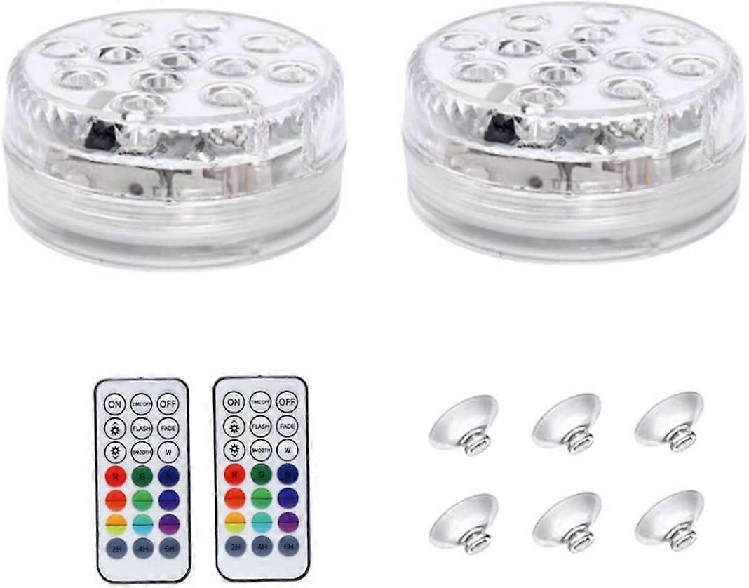 Waterproof Submersible Underwater Light Remote Control Aquarium Pool Lighting 2pcs