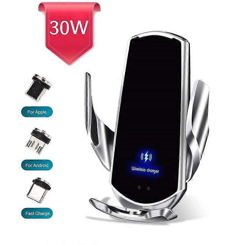 30W Wireless Car Charger Auto-Clamping Infrared Sensor Phone Mount Air Vent Phone Holder iPhone 14 13 12 11 X 8 Samsung S22 S23Type A Black