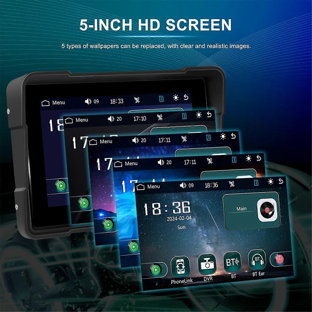 5 Inch Motorcycle Wireless Carplay Android Auto Portable Smart Player Waterproof Motorcycle Display