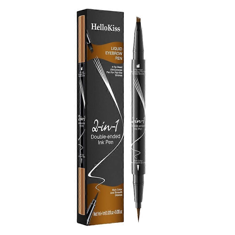 Double Head Liquid Eyebrow Pen,2 in 1 Dual-ended Natural 4 Fork Tip Liquid Eyebrow