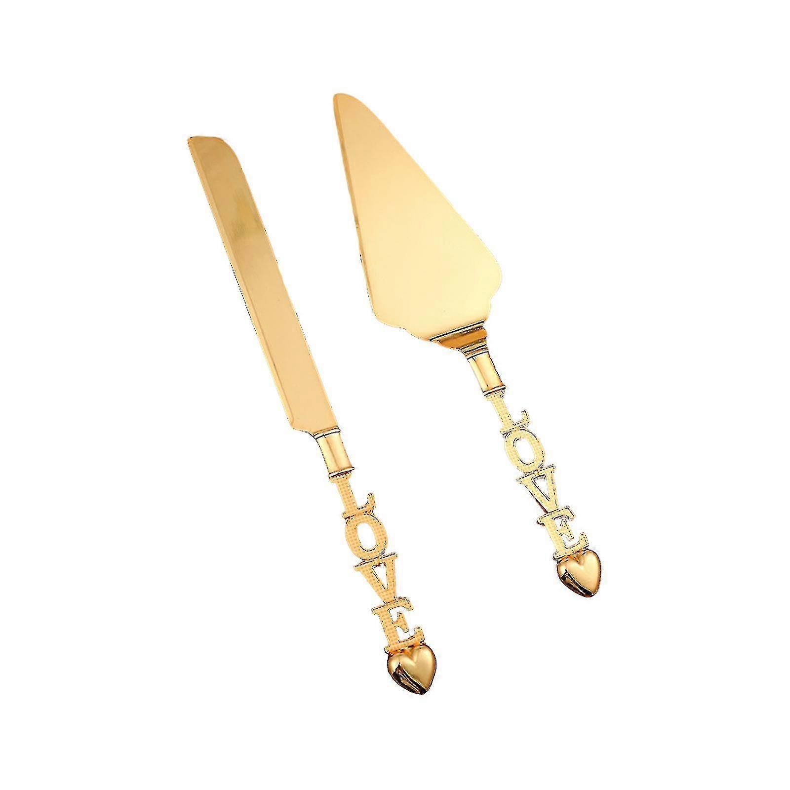 Svatební dort nůž a server set, Personalizovaný zlatý dort servírovací sada, rytý dort řezací sada pro svatbu, Pie Server Pizza Cutter, Svatební dárek