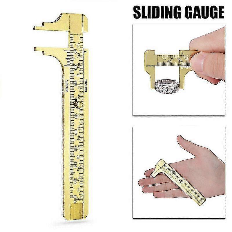 Mini Brass Scale 80/100mm Sliding Gauge Vernier Caliper Ruler Pocket Measuring Tool