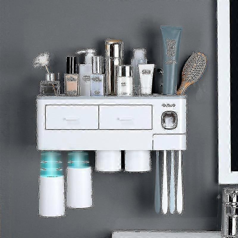 Bathroom Accessories Toothbrush Holder Automatic Toothpaste Dispenser Holder Wall Mount Rack