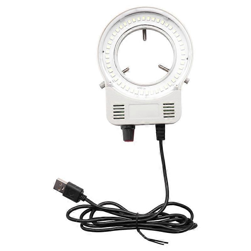 48 LED Industrial Microscope Camera Light Source Ring Lamp Light Illuminator Lamp Adjustable Brightness USB Interface